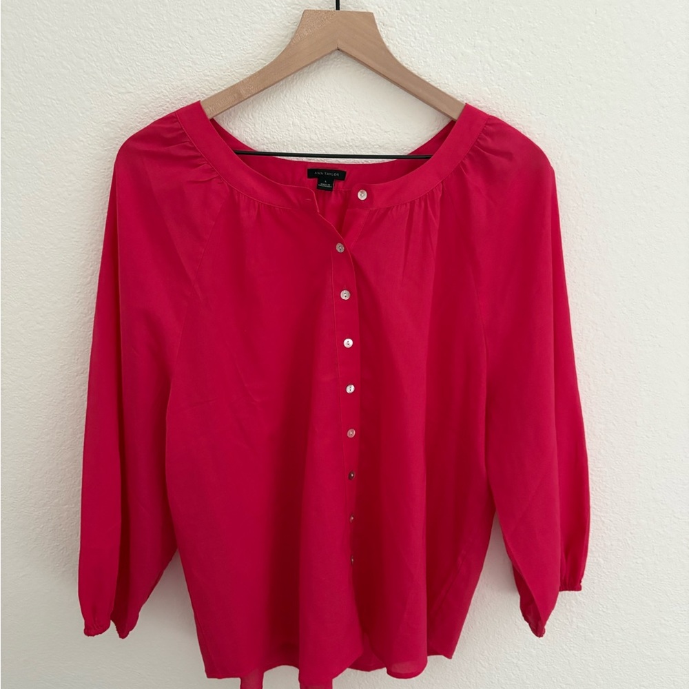 Ann Taylor Pink Blouse Elegant Top
